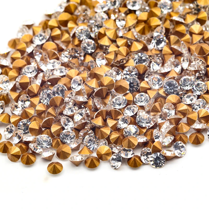 Wholesale Bulk Pointed Back Round Crystal Rhinestone Non Hot-Fix Crystal For DIY Nail Clothes Garment Accessories