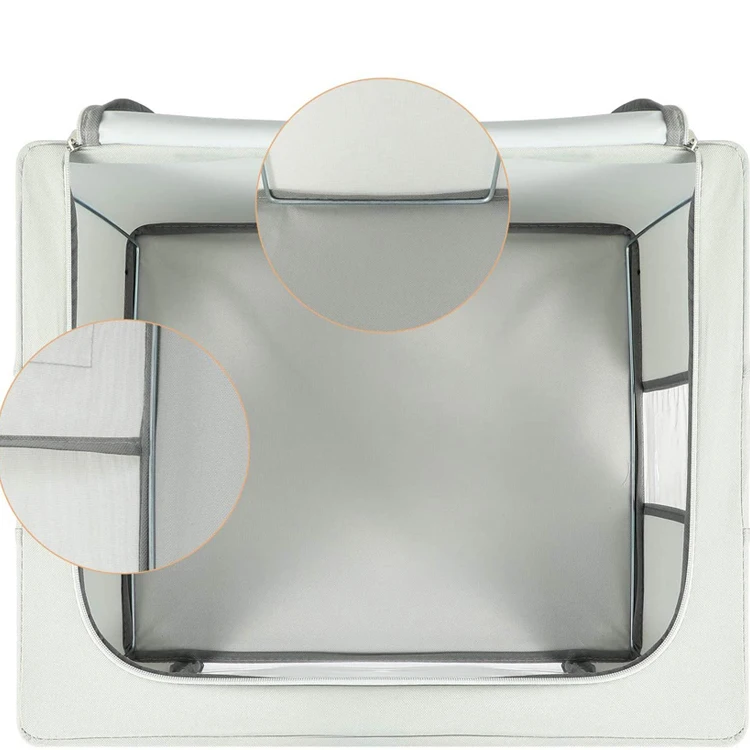 Large Capacity Clothes Storage Bag with Metal Frame Foldable Oxford Fabric Storage Bag
