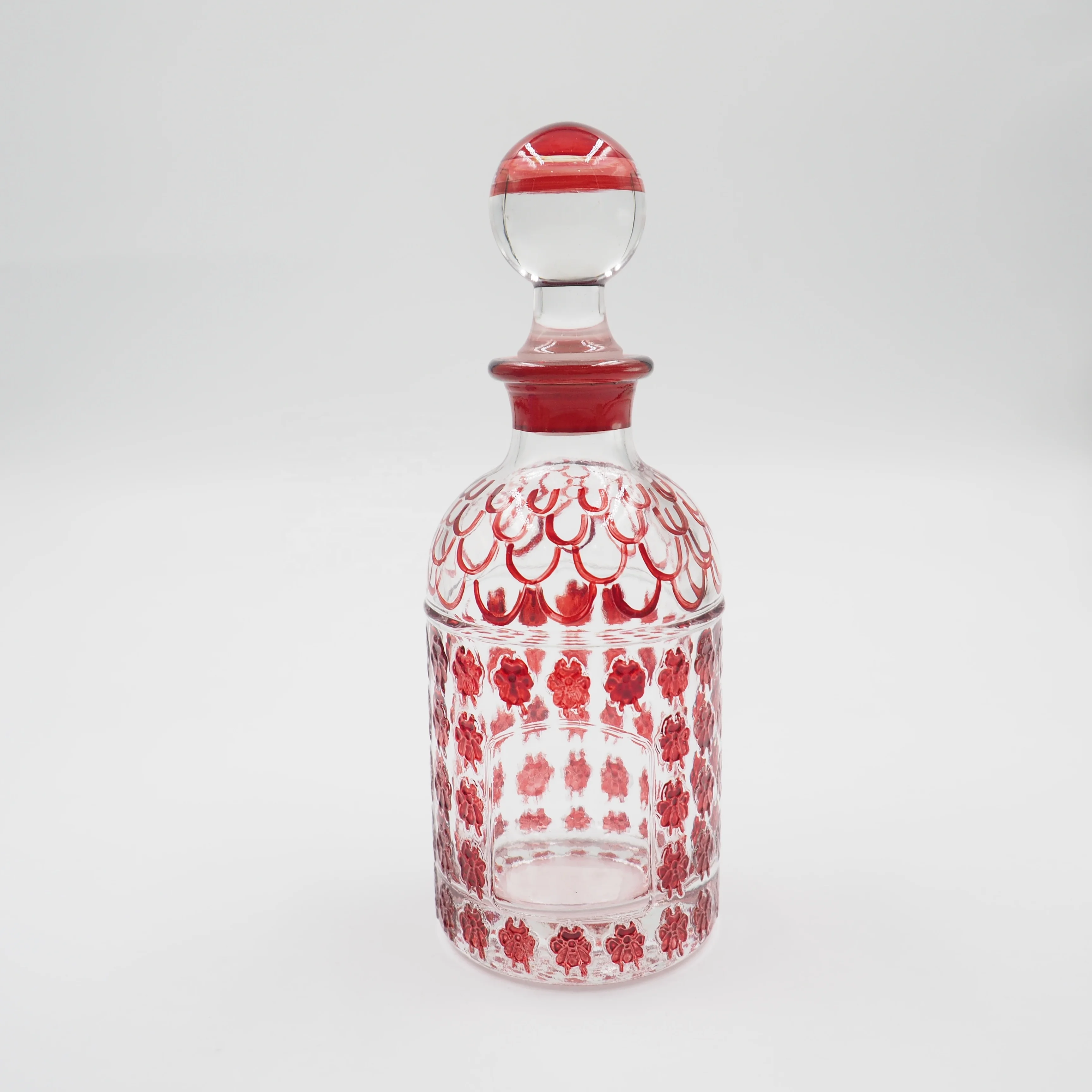 Polished 150ML Hand Painting Display Bee Customized Logo attar bottle Glass Bottle Decanter