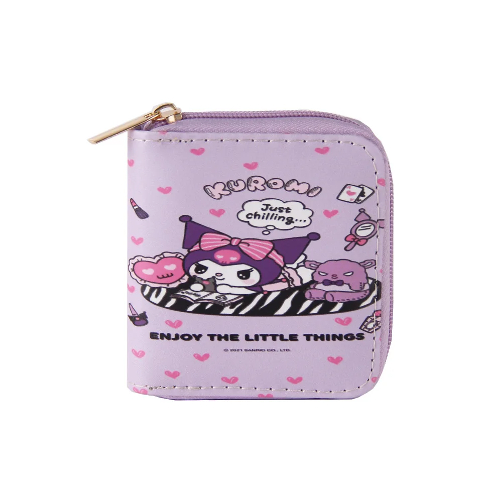 Portable Zipper Wallet Lovely Cartoon Kuromi Purse Card Holder Storage Coin Bags Headphone Accessories Money Bags Custom Logo
