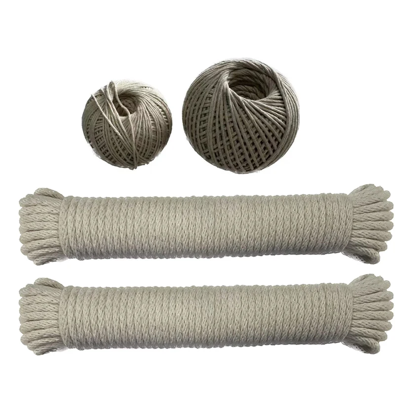 (JINLI ROPE) China High Quality Natural Color 5mm Cotton Rope Solid Braided Cotton Rope