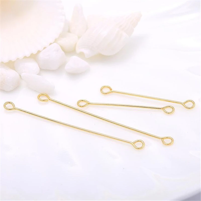 New style jewelry accessories copper plated 18k real gold double-ended needle  Pack of 50