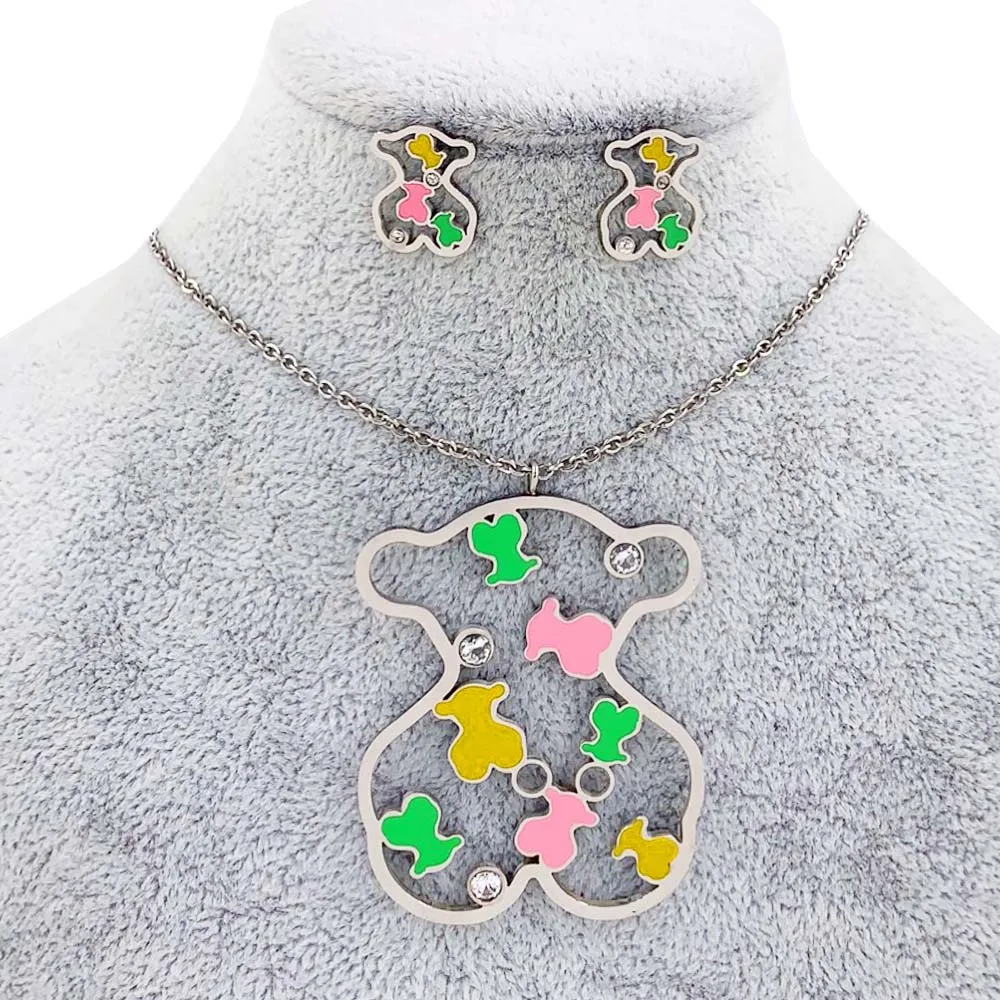 Dubai Fine Jewelry Sets Stainless Steel Necklace Earrings Jewelry Set 18k Gold Wedding Party Rings Jewelry Christmas Gifts