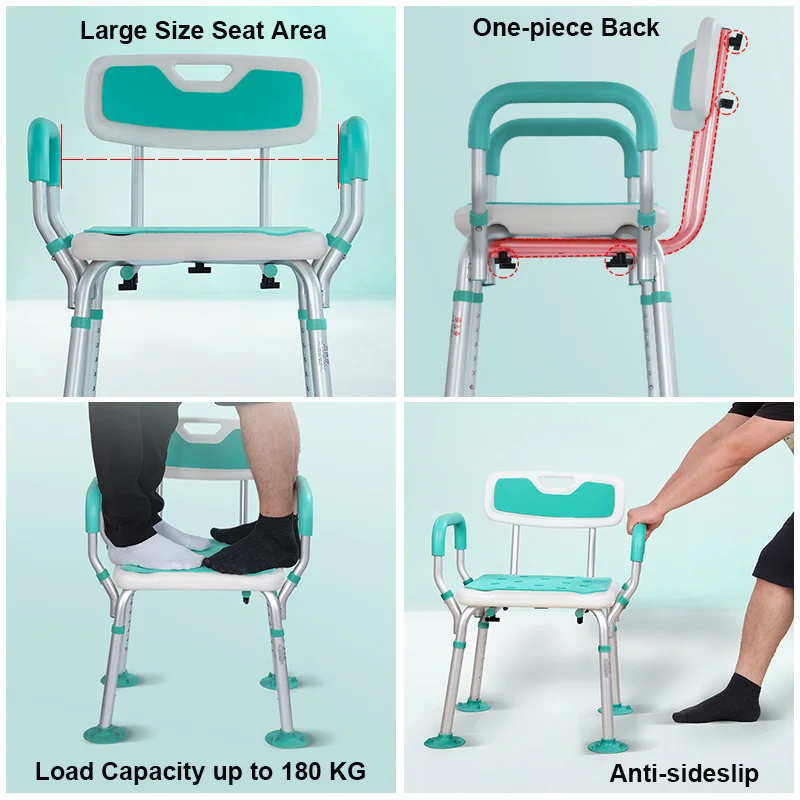 Factory Direct Adjustable Round Shower Chair with Seat for Elderly & Disabled - Bathroom Safety Stool