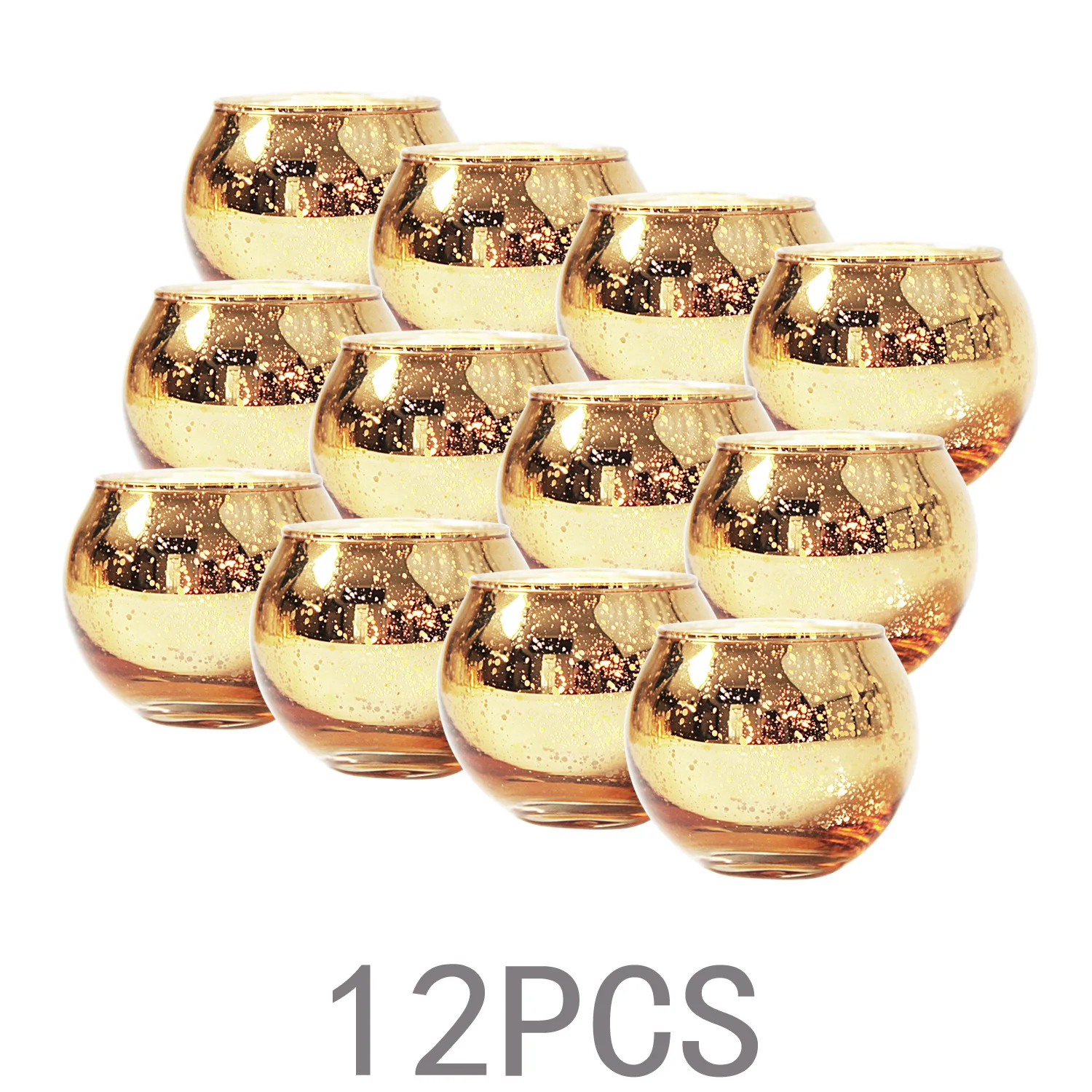 Gold Round Tea Light Votive Glass Candle Holder for Tea Light Candles Lanterns & Candle Jars