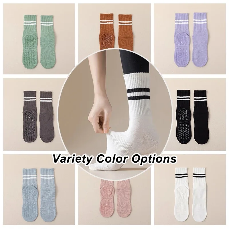 Seamless Custom Logo Grip Barre Trampoline socks Ankle Pilates Non Slip Yoga Socks Lulu compression tube crew Socks