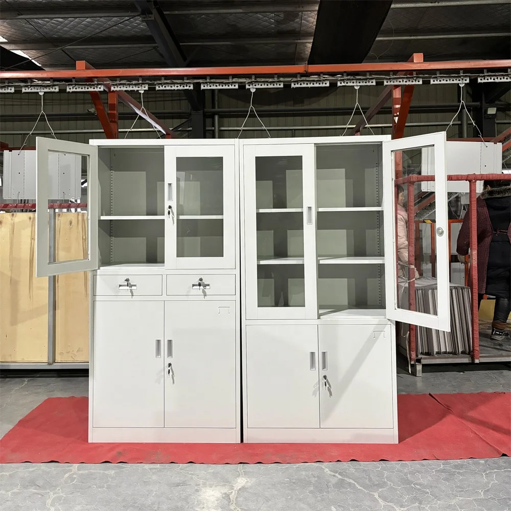 Wholesale Office Filing Cupboard 2 Glass Door Steel Filing Cabinet