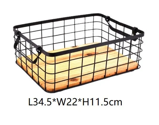 
Small Wire Basket With Wooden Base 