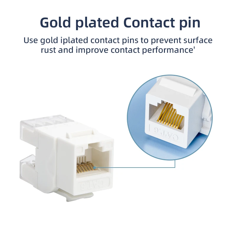 High Quality Network 180 degree Rj45 Cat6a Jack Connector Modular Socket  8P8C Cat5e Cat6 Cat 6a Keystone Jack for telecom parts