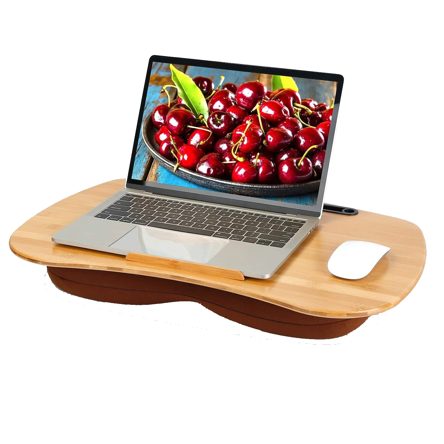 Minjoo Home Laptop Table With Pillow Bamboo Lap Desk with Baffle Phone Stand