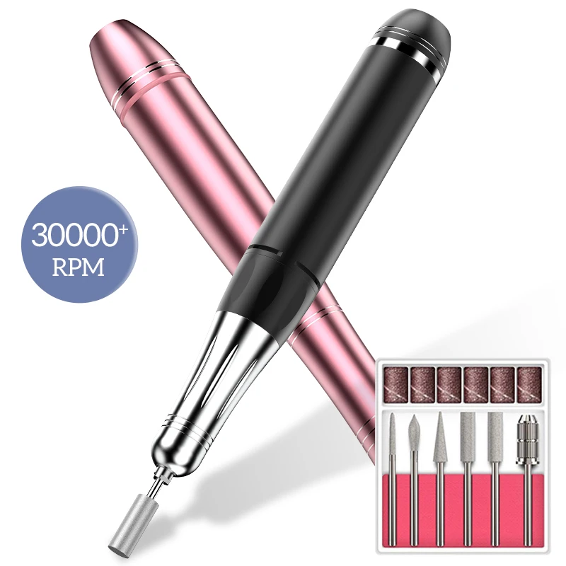 20000 rpm Portable Rechargeable Manicure Pedicure Polishing Shape Tools Design Nail Drill Home Salon Use Electric Nail Drill