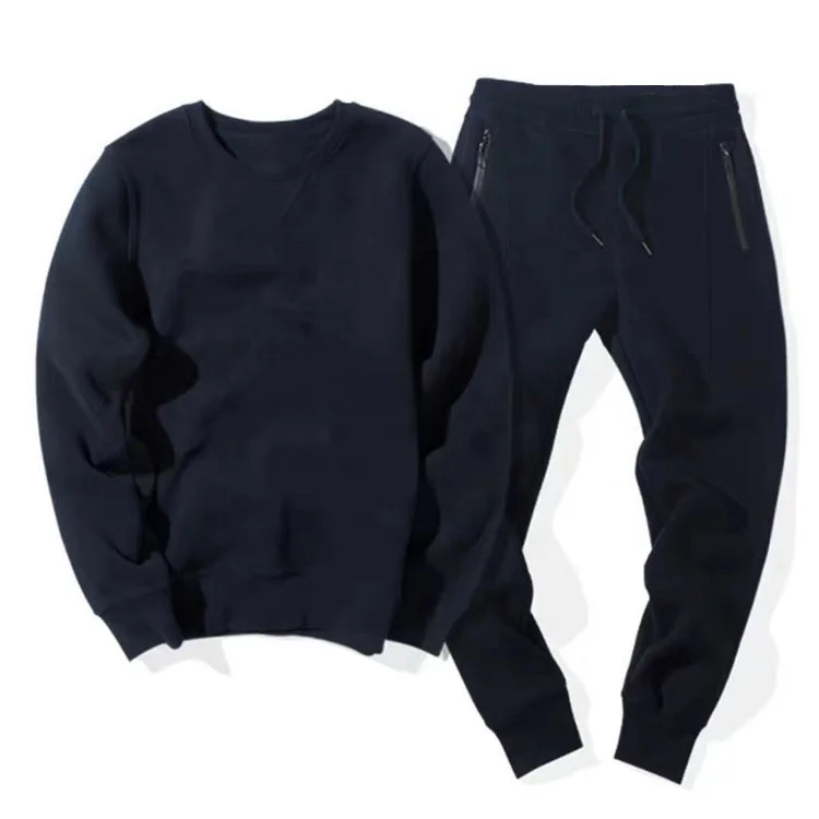 
OEM style casual sports wear custom logo round neck sweatshirts mens two piece sports suits wear sets for men 