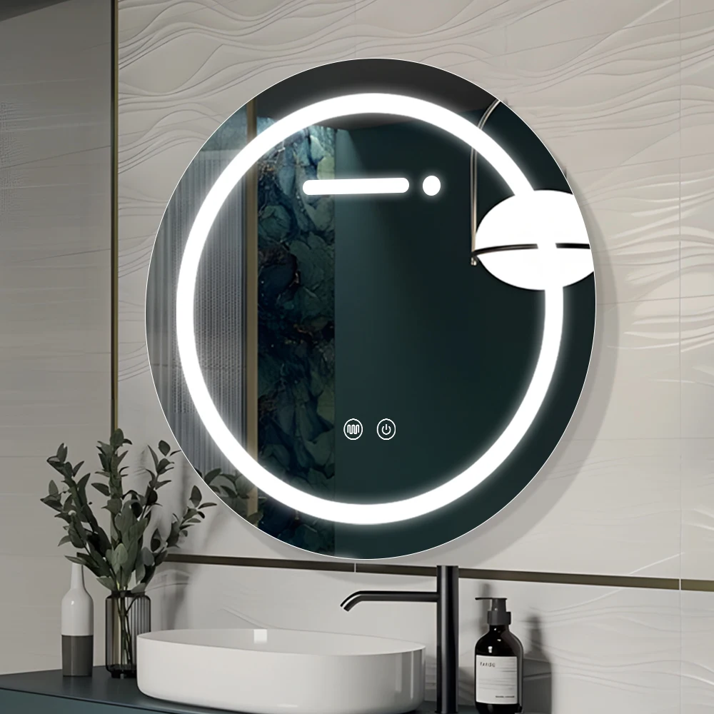 High Quality Smart Wall Hanging LED Bathroom Mirror Light led alarm clock led round mirror LED mirror for bathroom
