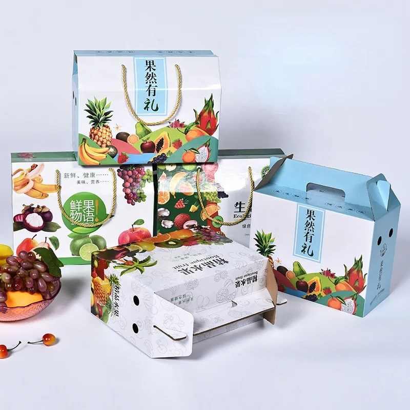China Factory Custom logo colored printing corrugated shipping packaging box for apple grape banana orange fruit rice carton box