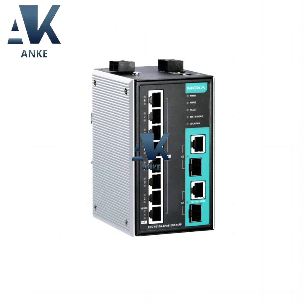 Original MOXA EDS-P510A-8PoE-2GTXSFP-T Layer 2 Gigabit POE+ Managed Industrial Ethernet Switch