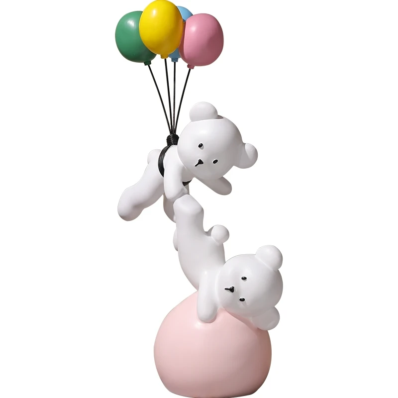 Balloon Bear Figurines For Interior Creative Resin Statue Nordic Home Decoration Sculpture Modern Figurine Room Decor