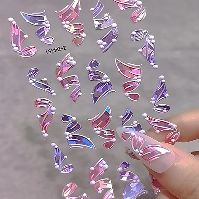 Hot Sale Laser Multicolor Embossed Gel Nail Sticker for Uv Gel Polish Nail Designs Art Decoration Nails Accessories Art Supplies