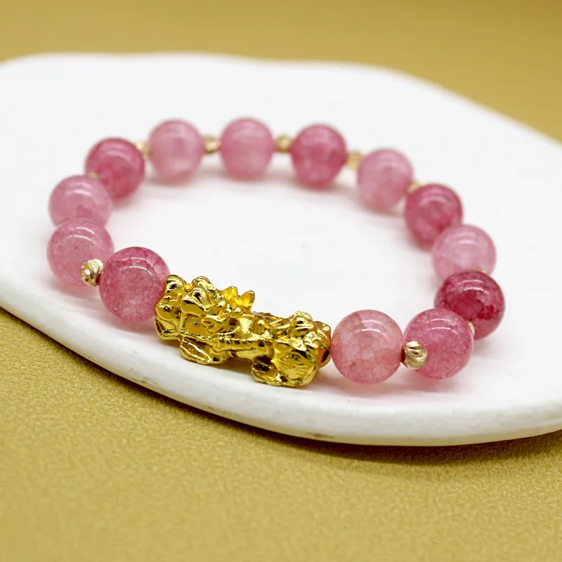 Wholesale Imitation Jade Stone Beads Color Changing Charm Piyao Women Men Feng Shui Pixiu Bracelet Jewelry