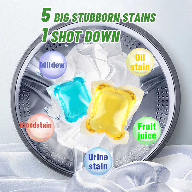 Powerful Cleaning Laundry Washing Gel Capsules Long-lasting Fragrance Safe Formula Deep Stain Removal Laundry Detergent Pods