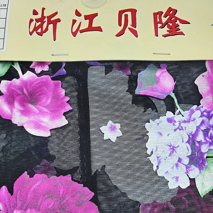 new 50g quick dry stretch floral jacquard printed knitted tulle 100 polyester fabric