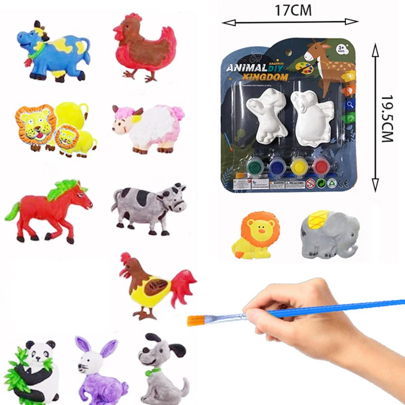 Colorful 3d Model DIY Pottery Stone Plaster Toys Painting Colours Set For Kids