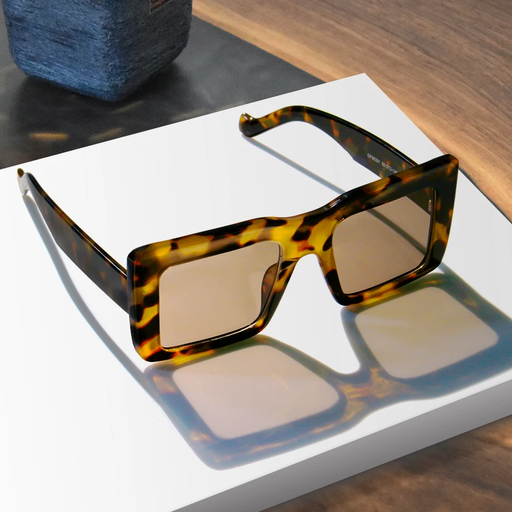 2021 Newest Big Square Frame Sun Glasses Leopard Oversized Women Shades Sunglasses