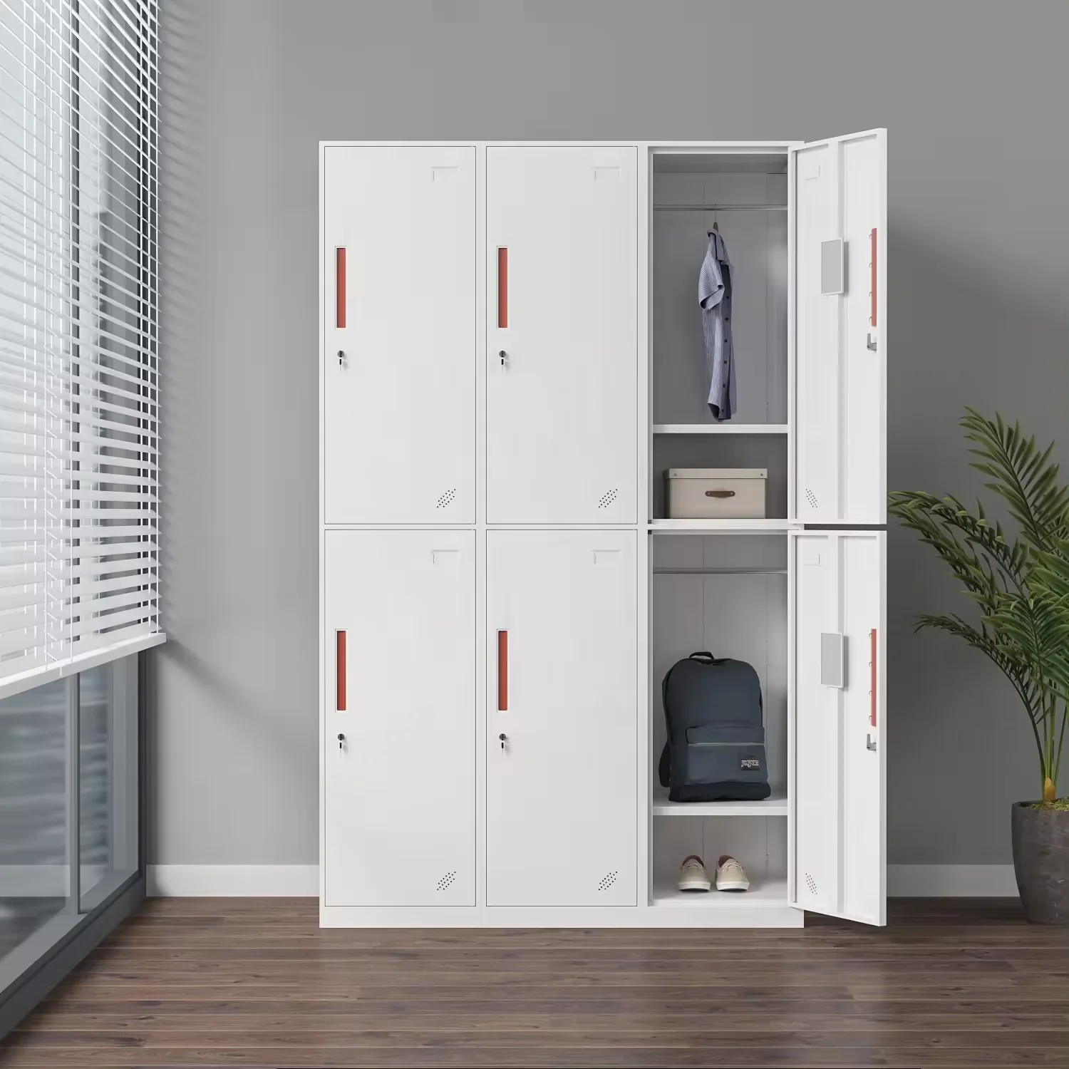 Xingyuan wholesale customized school gym changing room steel locker cabinet 6 door folding metal locker