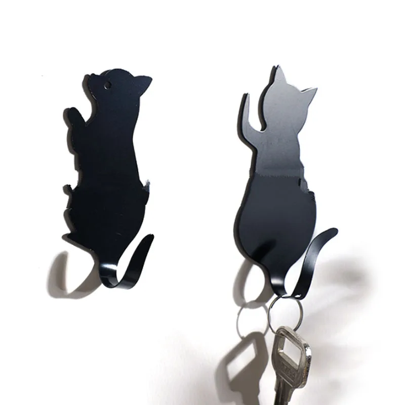 Hot Sale Cute Cat Tail Shape Decorative Metal Wall Door Clothes Coat Hook Rack Iron Cat Key Hanger