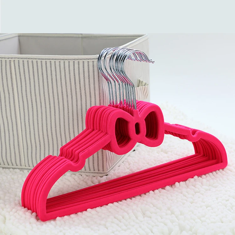 CHARISMA Cutey Bowknot Shape Non Slip Premium Children Flocked Velvet Hanger