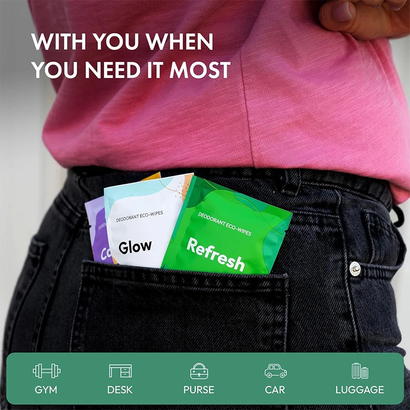 Individually Wrapped Biodegradable Sweat Block Antiperspirant Deodorant Underarm Wipes For Body