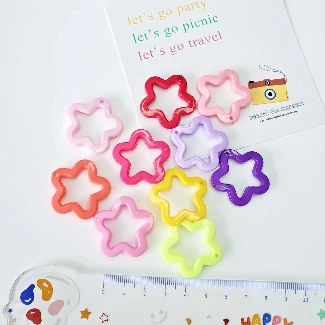 Wholesale 30mm Acrylic Star Pendant Resin Candy Pentagram Pendant For Jewelry Making Earring Making