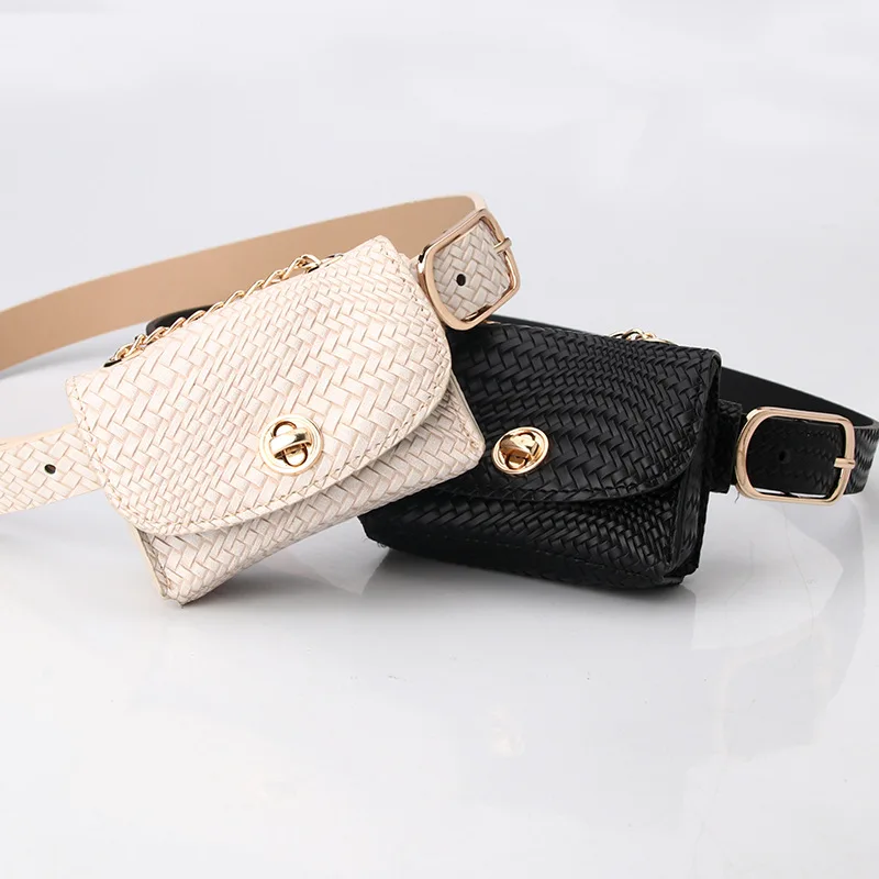 Women Mini Waist Belt Purse Ladies Leather Mobile Belt Pouch Designer Leopard Snake Pattern Chain Belt And Wallet Set