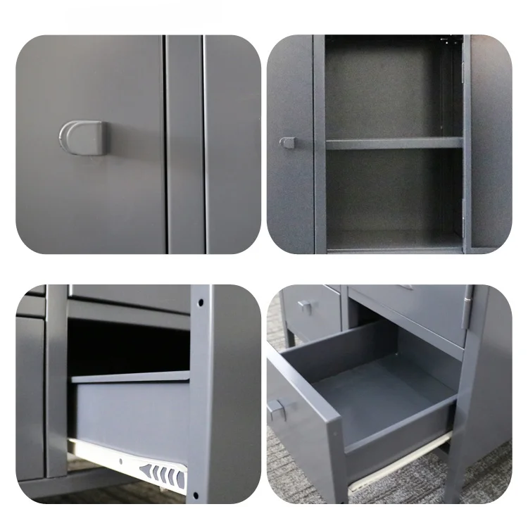 Home kitchen tableware sideboard furniture design Metal Steel hallway storage sideboard with 2 drawers and 2 doors cabinet