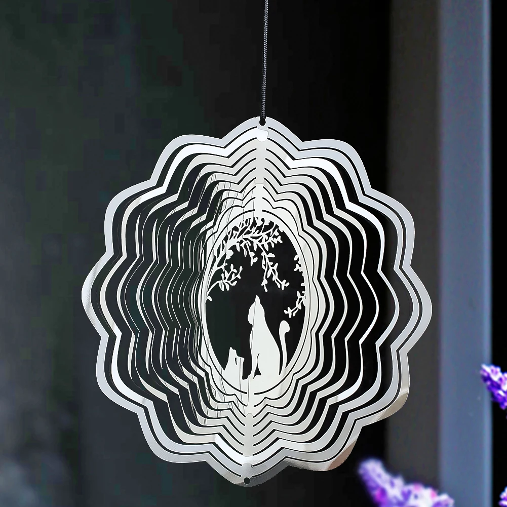 3D Kawaii pet Wind Spinner chers Hanging decoration Flowing Whirling Chimes Turns Pendant Yard Garden Decor