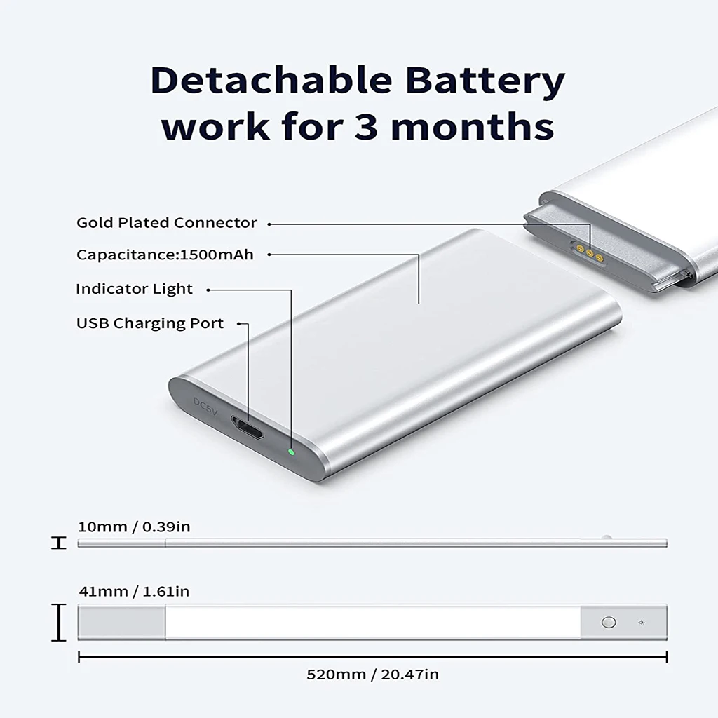 Rechargeable Detachable Battery 48LED Motion Sensor Cabinet Light for Kitchen, Wardrobe, Cupboard