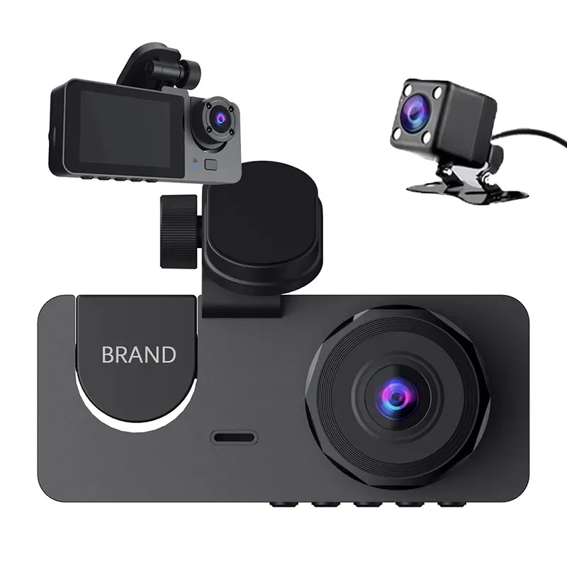 Hot selling 3 lens HD 720P 2 inch ips screen front and rear dash cam Driving rexorder full hd car video recorder