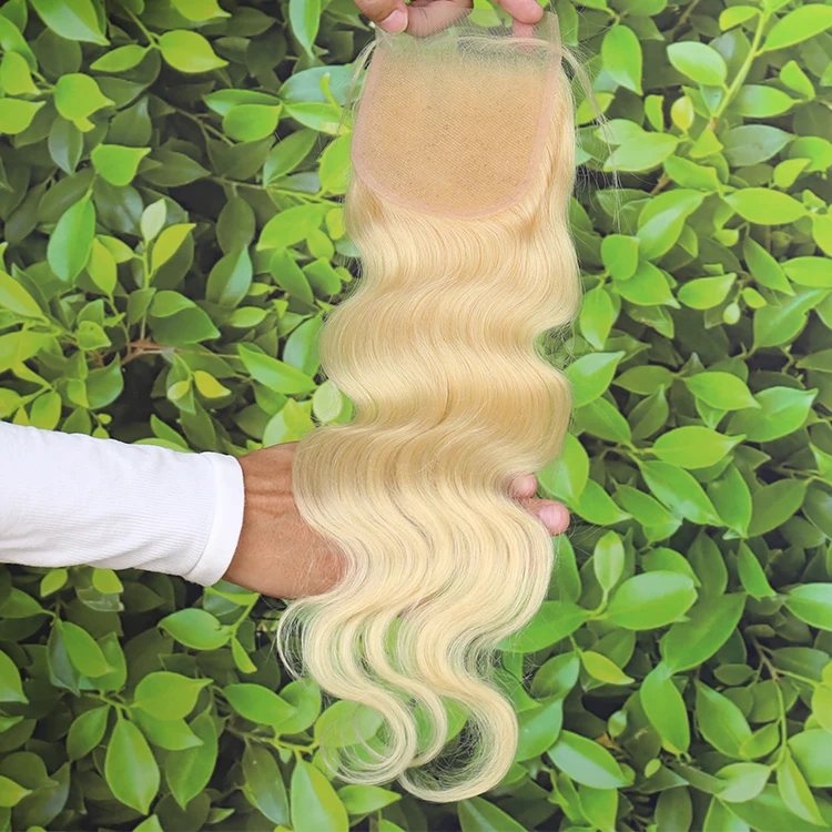 
613 color full cuticle straight brazilian 10A grade pre plucked 4 by 4 ear to ear closure hair 
