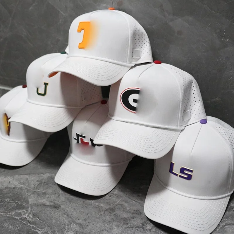 HN10 Curved brim laser cutting hole perforated hat rope golf nylon baseball caps hats quickly dry hat with rope