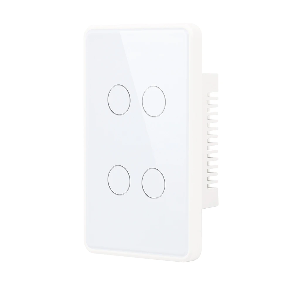 Tuya US Standard 1/2/3/4 gang wireless tempered glass touch panel wifi smart home wall switch with Alexa Google