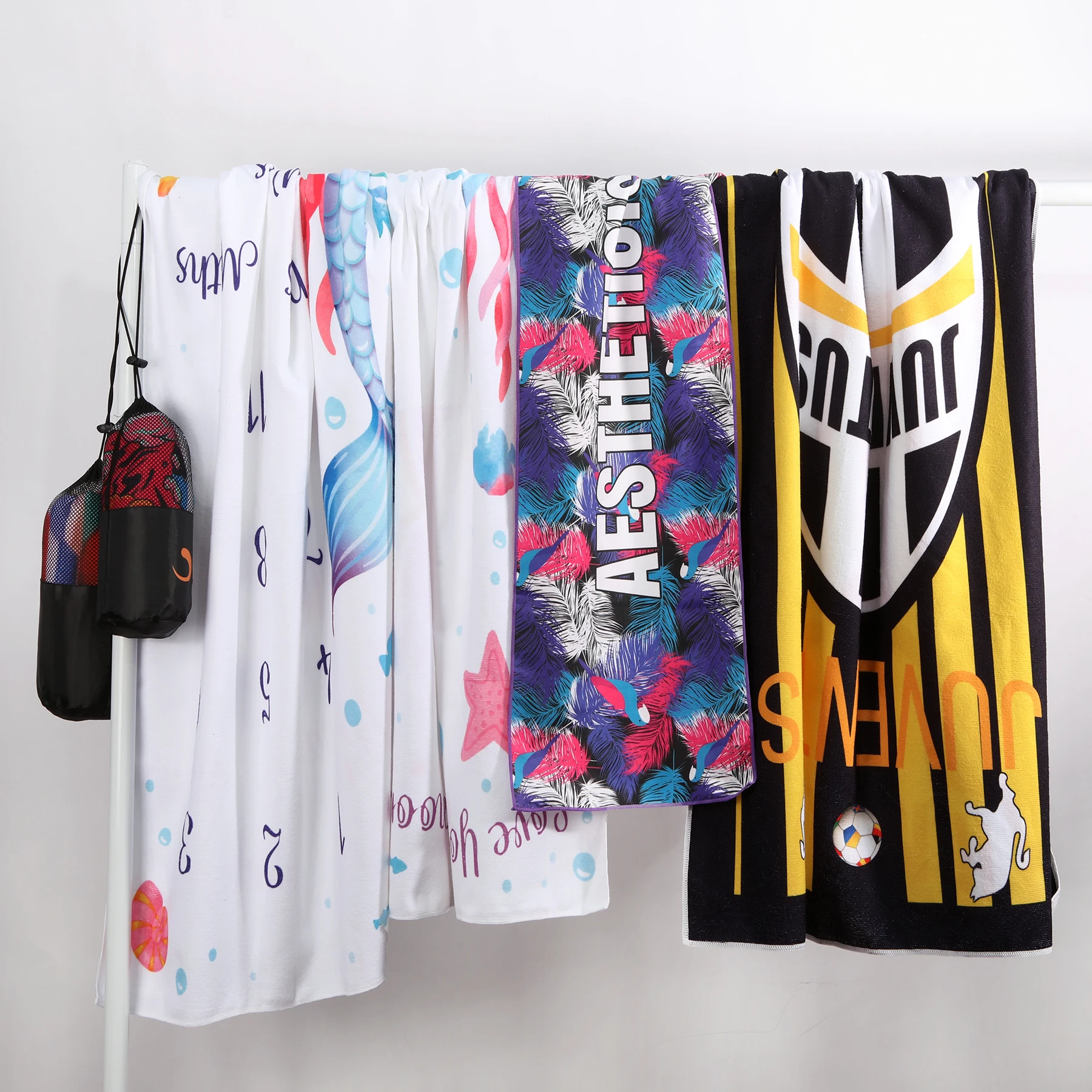 Lightweight Rpet Best Selling Recycled Large Printed Microfibre Suede Wholesale personalised beach towels