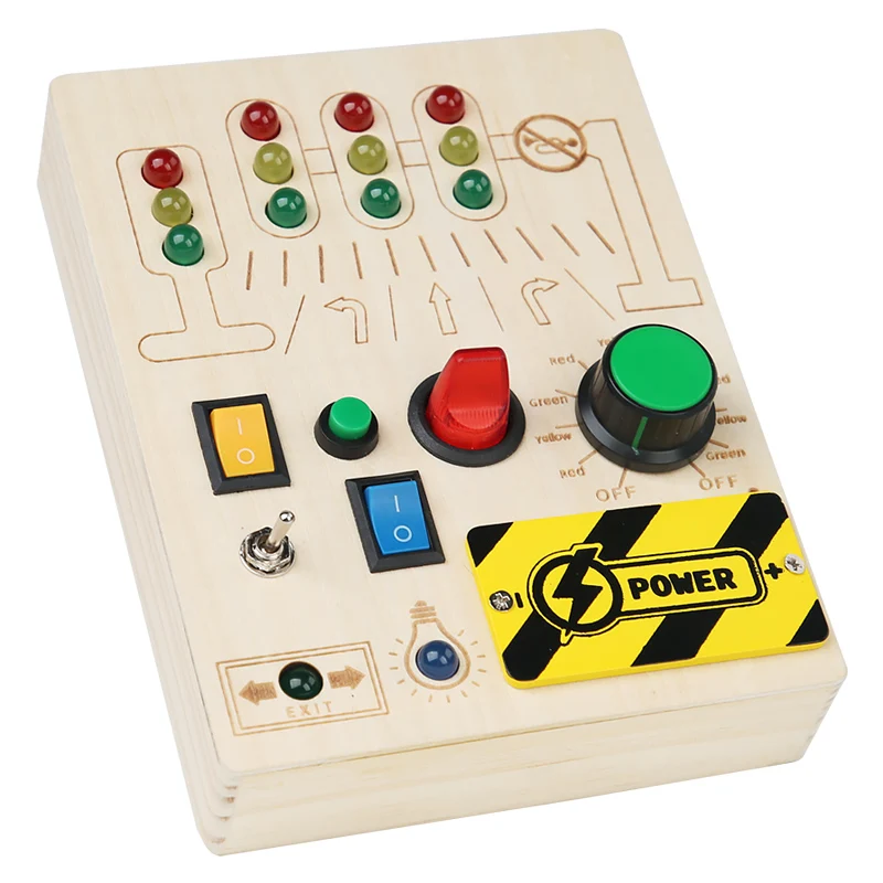 Wooden Switch Plug Power LED Light Multi-function Busy Board Toy Christmas Gift Children Hand-eye Coordination Set