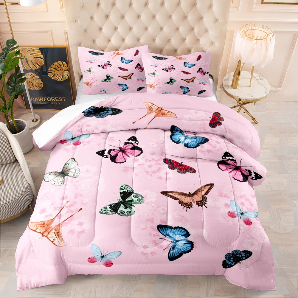 Aoyatex new design beautiful butterfly bedding set 3pc customized comforter set