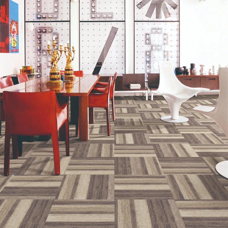 Manufacture Square Alfombra Heavy Traffic modern pattern Nylon Carpet Tiles Modular Office Commercial Carpet Tiles 50x50