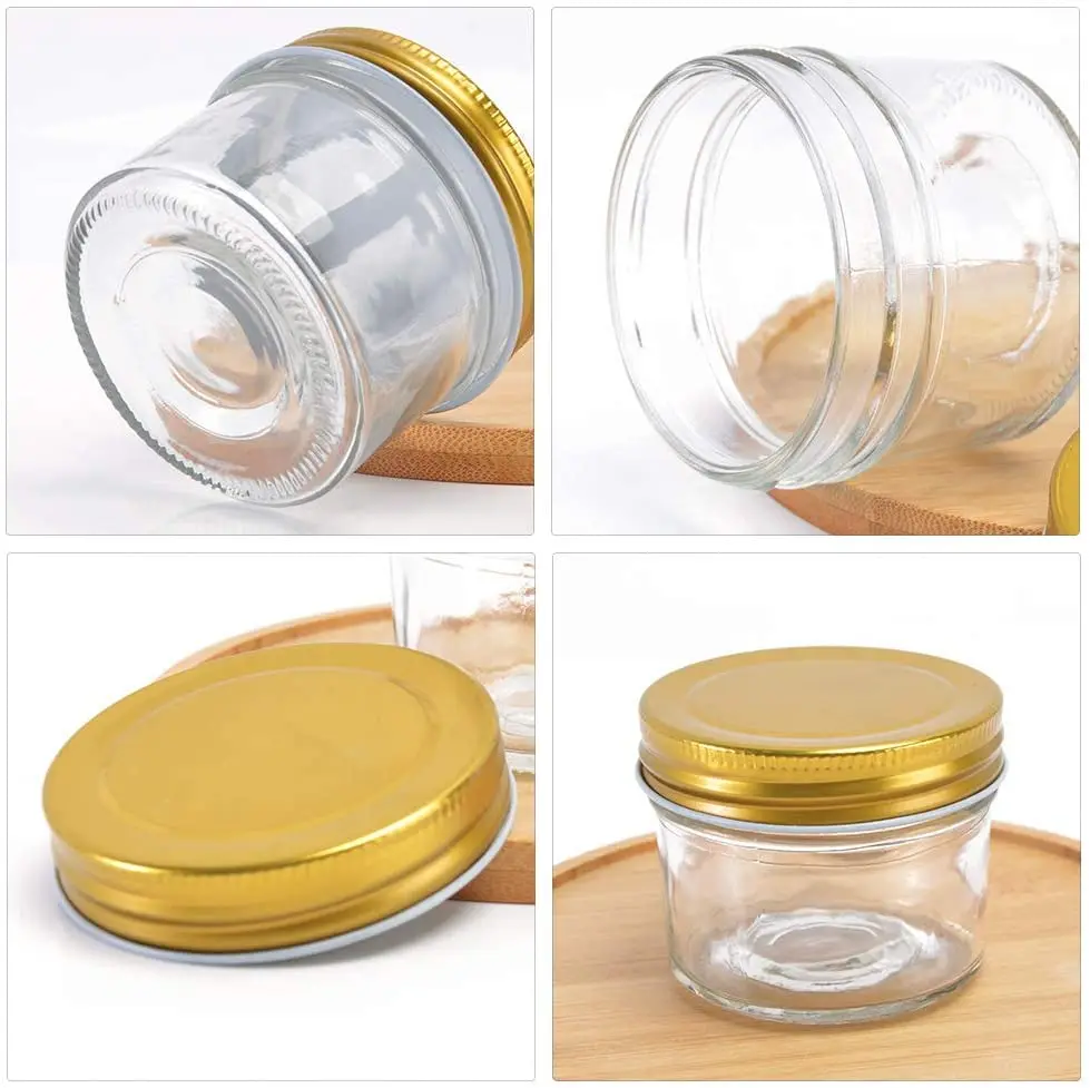 Mason Jar with Lid Food Grade 4oz 120ml Clear Empty Regular Mouth Glass Honey Jar Mini Glass Jars for Jams Spices