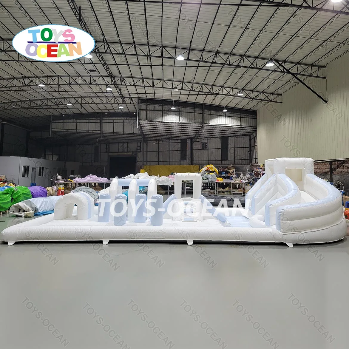 Customized high quality Soft play water park inflatable bouncy castle playground White Bounce house with water pool