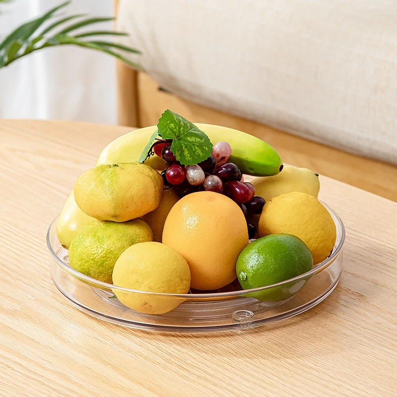 Transparent Round Rotating Tray Pantry Organizer Container Plastic Rotating Spice Organizer