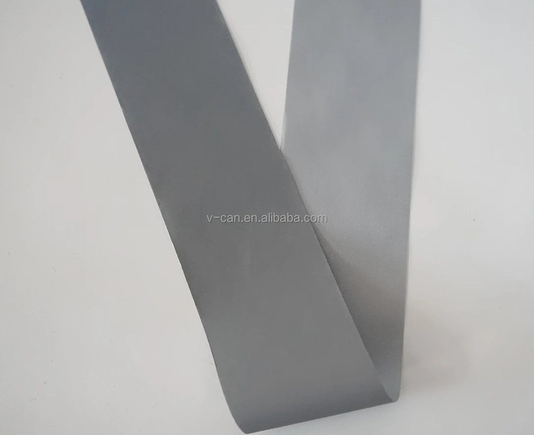 Grey Polyester Reflective Tape Sew on Clothing 25 Home Wash Cycle Reflective Fabric