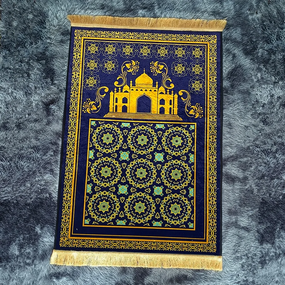 Factory Price Shiny Velvet Rugs Printed Prayer Rugs Islamic Prayer Rug Muslim Floor Mar Carpet