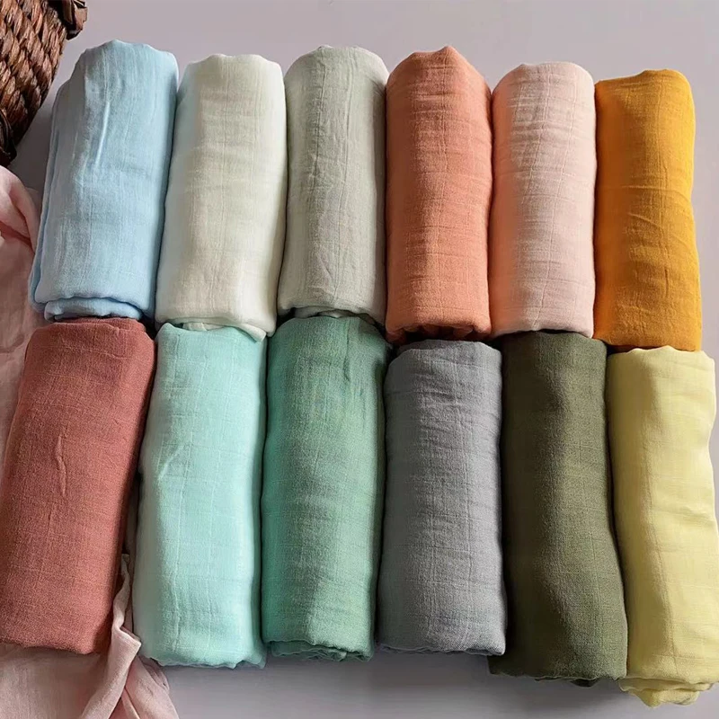 GOTS Certificated Custom Wholesale Soft Newborn Organic Cotton Muslin Receiving Blanket Baby Bamboo Swaddle Wraps Blanket