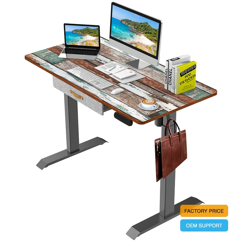 Factory Supply Best Cheap Stand up Desk Electric Pc Computer Desk Adjustable Motorized Standing Desk With Storage Drawers